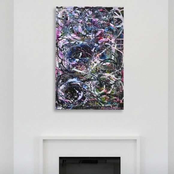 Handmade Other - HANDCRAFTED Abstract Painting HANDPAINTED Wall Art Decor HANDMADE Color Artwork